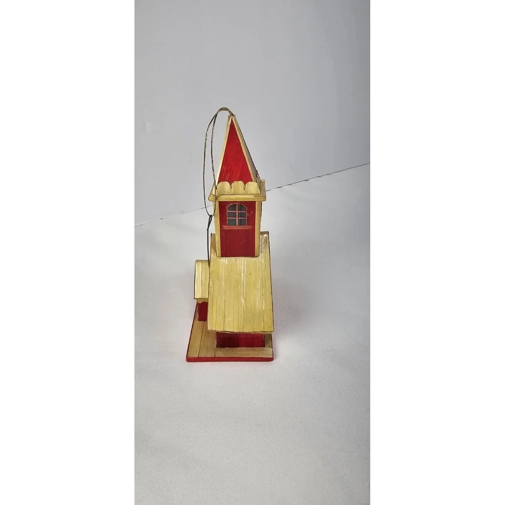 Vintage‎ Lillian Vernon Balsa Wood Church Ornament Lacquered Christmas Chapel